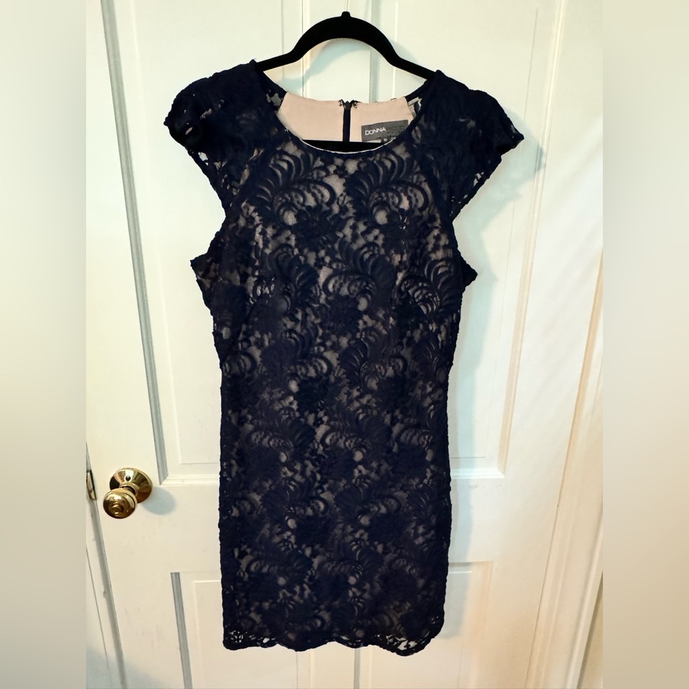 Donna Ricco Navy Lace Mini Dress